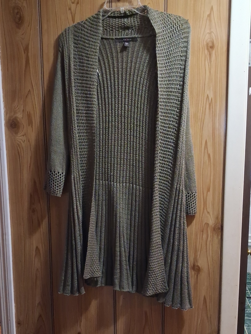 Fever Brown Open-Front Textured Knit Cardigan